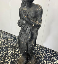 Load image into Gallery viewer, This statue is Neoclassical in design with Venus depicted holding draped fabric to conceal her nudity and stands on a square base with classy ebonised finish with lovely detail and style