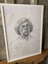 Load image into Gallery viewer, Vintage original pencil drawing picture, older lady