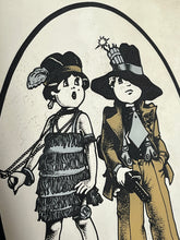 Load image into Gallery viewer, The tough guy gangster vintage mirror, Paul Bryn Davies, art deco, retro, kitsch, wall art, illustration.