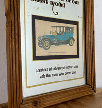 Load image into Gallery viewer, Vintage prestige Rolls Royce Silver Ghost 1912 advertising mirror featuring a glamourous design with antique pictures of the luxury car in intricate finish, excellent quotes in stylish fonts with a straight gold border.