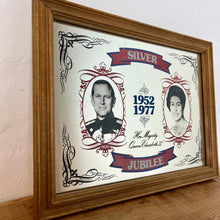 Load image into Gallery viewer, Wonderful vintage Silver Jubilee collectable mirror, Queen, Philip, Royal souvenir, memorabilia, wall art, picture, London