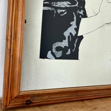 Load image into Gallery viewer, Glamorous lady nude art deco mirror with stunning details with her robe sliding down her body, holding her roses in vivid red tones with highlights on her lips, nails, hair clip and ring with the matching colour, intricate picture with superb design,