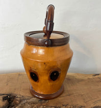 Load image into Gallery viewer, This wonderful vintage-turned wood caddy, with an attractive lid and handle, has a natural wood finish in the design, charming grain, and excellent craftsmanship. It is an elegant and functional addition to your home decor.