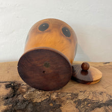 Load image into Gallery viewer, This wonderful vintage-turned wood caddy, with an attractive lid and handle, has a natural wood finish in the design, charming grain, and excellent craftsmanship. It is an elegant and functional addition to your home decor.