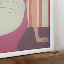 Load image into Gallery viewer, Wonderful art deco mirror featuring a glamorous lady posing with nice detail, wearing a summer dress and hat with a pink ribbon design.