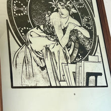 Load image into Gallery viewer, features an elegant lady wearing an attractive headdress, her hair tied up, and a selection of glamorous clothing. The circle border is adorned with an intricate design of poppies, adding to its artistic value.