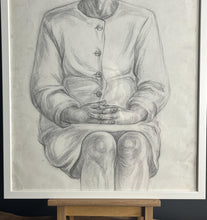 Load image into Gallery viewer, Vintage Original Pencil Drawing, Older Lady Cardigan picture