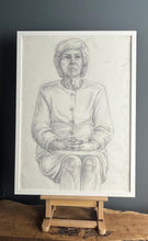 Load image into Gallery viewer, Vintage Original Pencil Drawing, Older Lady Cardigan picture