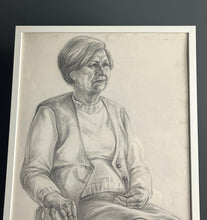 Load image into Gallery viewer, Vintage original pencil drawing, picture, older lady portrait, illustration, decoration, artist, retro style, mid century, collectible piece