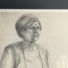 Load image into Gallery viewer, Vintage original pencil drawing, picture, older lady portrait, illustration, decoration, artist, retro style, mid century, collectible piece