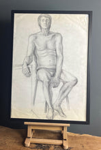 Load image into Gallery viewer, Original vintage portrait 1960’s pencil drawing of man