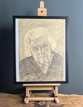 Load image into Gallery viewer, Stylish original vintage 1960’s pencil drawing old lady picture