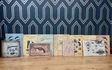 Load image into Gallery viewer, A selection of eleven gun and revolver art pictures with stunning deals created in a vintage style and printed on old wooden sheets likely to be developed in the 90s