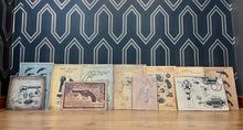 Load image into Gallery viewer, A selection of eleven gun and revolver art pictures with stunning deals created in a vintage style and printed on old wooden sheets likely to be developed in the 90s