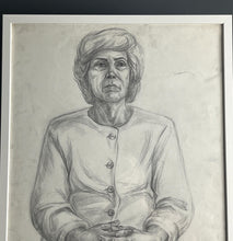 Load image into Gallery viewer, Vintage Original Pencil Drawing, Older Lady Cardigan picture