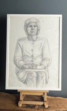 Load image into Gallery viewer, Vintage Original Pencil Drawing, Older Lady Cardigan picture