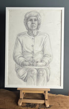 Load image into Gallery viewer, Vintage Original Pencil Drawing, Older Lady Cardigan picture
