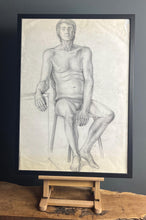 Load image into Gallery viewer, Original vintage portrait 1960’s pencil drawing of man