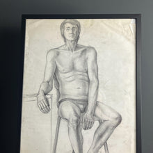 Load image into Gallery viewer, Original vintage portrait 1960’s pencil drawing of man
