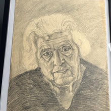 Load image into Gallery viewer, Stylish original vintage 1960’s pencil drawing old lady picture