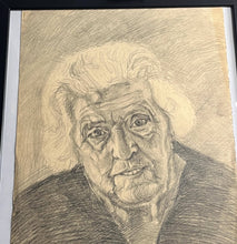 Load image into Gallery viewer, Stylish original vintage 1960’s pencil drawing old lady picture