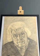 Load image into Gallery viewer, Stylish original vintage 1960’s pencil drawing old lady picture