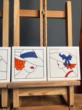 Load image into Gallery viewer, This exquisite piece showcases a beautiful art deco design that captivates the eye, featuring four glamorous women adorned in stunning detail. The vibrant colours of the glaze bring their flowing hair and exquisite hats to life.