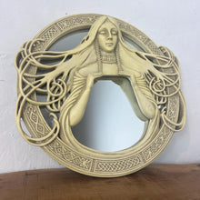 Load image into Gallery viewer, The mirror boasts a beautifully crafted vintage resin frame with a rich cream finish that exudes timeless sophistication. It is perfectly sized to complement any room without overwhelming it.