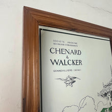 Load image into Gallery viewer, Wonderful vintage automobile mirror featuring an prestige car in mustard tones with the driver and the well dressed couple in the back, bird watching and mountainous background with a selection on people and intricate building.