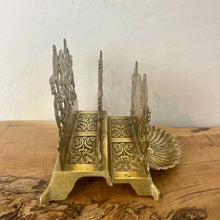 Load image into Gallery viewer, The beautiful ornate letter rack has an intricately detailed finish and vivid tone, three letter opening compartments, and a stunning shell pin dish.