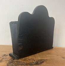 Load image into Gallery viewer, Beautiful ornate letter rack with an intricately detailed finish and matt tone in oak with an ebonised design has an opening compartment for your items.