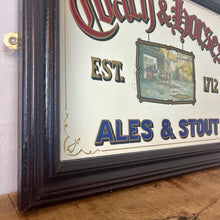 Load image into Gallery viewer, A stunning coach and horse advertising mirror featuring a Victorian-style picture in the middle creates a beautiful effect. Around the outside are a selection of excellent fonts in vibrant colours with the logo.