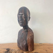 Load image into Gallery viewer, stunning ebony wood statue of a tribal man. These exquisitely detailed carving in a true work of art.
