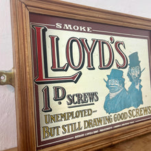 Load image into Gallery viewer, This amazing tobacco mirror features a Victorian-style design, stunning fonts in multiple colours and styles, and a pair of vagabonds smoking tobacco while wearing the clothing of the time.