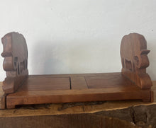 Load image into Gallery viewer, Mid-century vintage bookends extend out with stylish carved elephants with fold-down hinges.