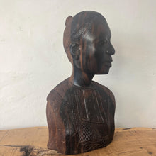 Load image into Gallery viewer, stunning ebony wood statue of a tribal man. These exquisitely detailed carving in a true work of art.
