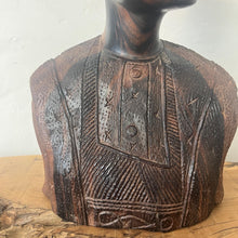 Load image into Gallery viewer, stunning ebony wood statue of a tribal man. These exquisitely detailed carving in a true work of art.