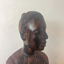 Load image into Gallery viewer, stunning ebony wood statue of a tribal man. These exquisitely detailed carving in a true work of art.