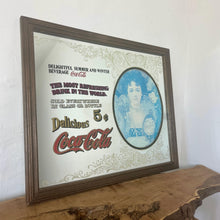 Load image into Gallery viewer, This is an excellent vintage Coca-Cola advertising mirror featuring a large picture of a lady dressed in Victorian-style attire