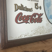 Load image into Gallery viewer, This is an excellent vintage Coca-Cola advertising mirror featuring a large picture of a lady dressed in Victorian-style attire