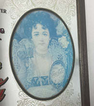 Load image into Gallery viewer, This is an excellent vintage Coca-Cola advertising mirror featuring a large picture of a lady dressed in Victorian-style attire