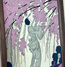 Load image into Gallery viewer, Stunning Vogue mirror featuring a glamorous lady in a Japanese style dress picking flowers from a vivid cherry blossom tree in great detail. Vibrant tones in a selection of pinks and whites to create a stand-out, out, intricate, stylish design.