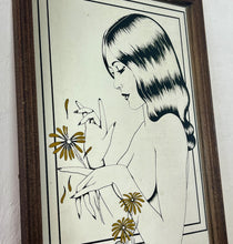 Load image into Gallery viewer, Lovely, stylish piece, a wonderful Art Nouveau half-nude lady picking a vibrant yellow flower with stunning style and detail.