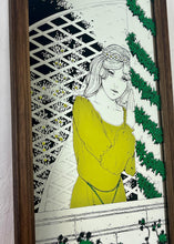 Load image into Gallery viewer, This stunning, intricate, vibrant, colourful design shows an elegant lady in a vivid yellow dress with a lovely floral outer design. The design is complemented by a stylish garden design with a flower trellis background.