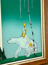 Load image into Gallery viewer, Kay Nielsen's "The Bear and the Maiden" is a popular illustration from his 1914 book East of the Sun and West of the Moon. It depicts a maiden riding on the back of a white polar bear. The image is a classic representation of a fantastical scene, with the maiden side-saddle on the large bear, set in a snowy, magical landscape.