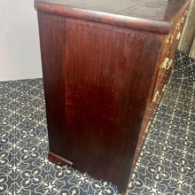Load image into Gallery viewer, This is a classic late Georgian, mahogany, English chest of drawers dating to early c.1800.This large chest has seven drawers: three small drawers, two medium drawers, and two full-length drawers. It offers generous storage in an elegant and practical form.