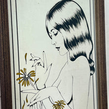 Load image into Gallery viewer, Lovely, stylish piece, a wonderful Art Nouveau half-nude lady picking a vibrant yellow flower with stunning style and detail.