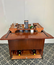 Load image into Gallery viewer, Superb original Art Deco 1930s cocktail drinks bar in a beautiful mid-tone figured mahogany veneer. Excellent streamline design, ideal size for modern-day use.
