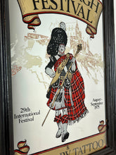 Load image into Gallery viewer, Vintage framed Scotland Mirror Advertising The Edinburgh Festival & Military Tattoo From 1975.