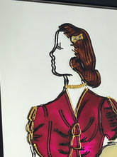 Load image into Gallery viewer, The mirror's design, characterised by the elegant lines of the woman's figure and attire, is indicative of the Art Deco era, which flourished in the 1920s and 1930s and is known for its glamorous and sophisticated aesthetic.